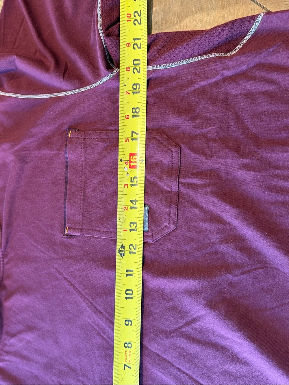 Ariat Men's Short Sleeve Pocket Tee - Maroon with Contrast Stitching - Picture 4 of 5